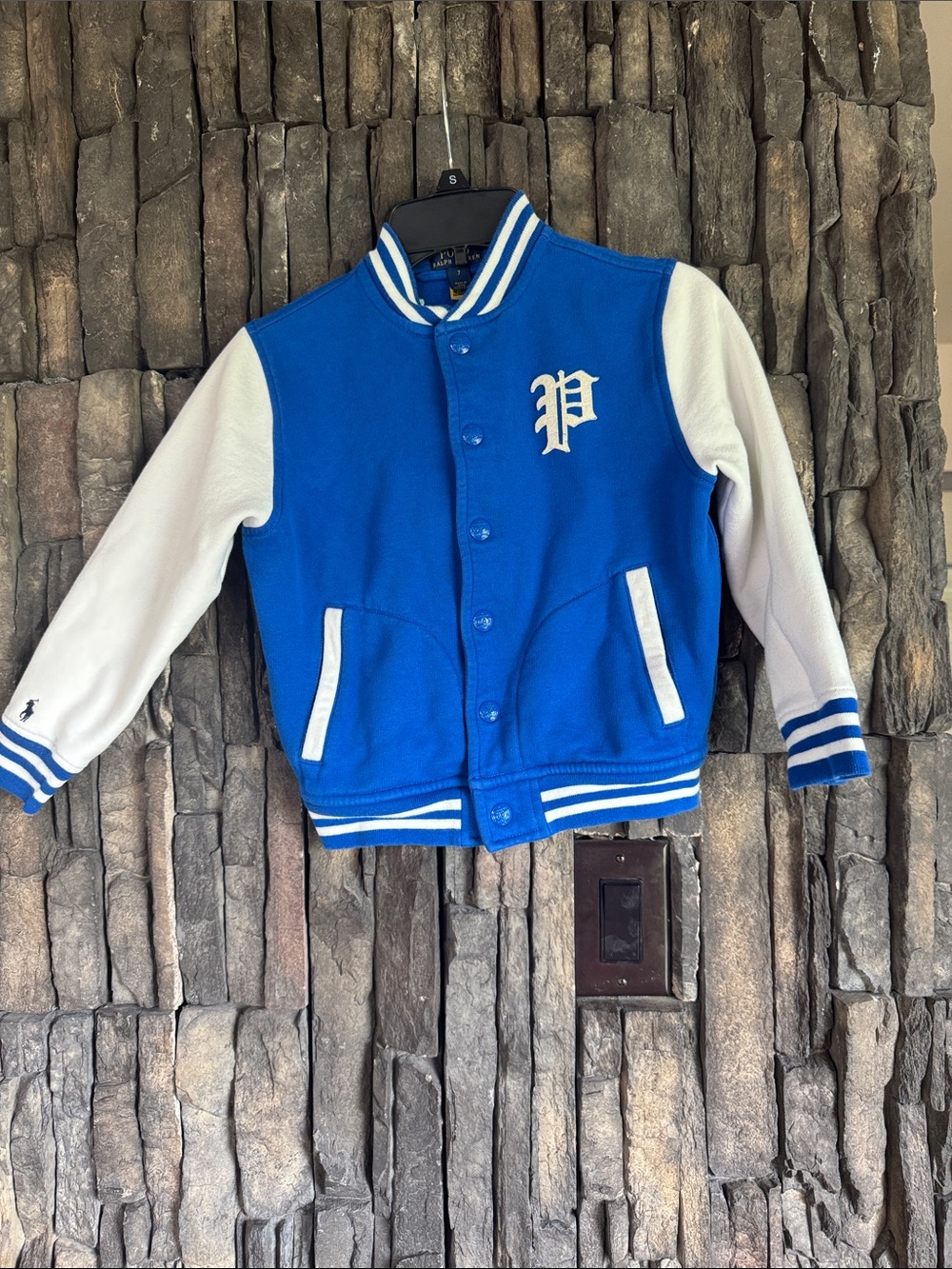 Polo Ralph Lauren Royal Blue and White Striped Collar Jacket.